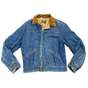VTG Maverick Sherpa Lined Denim Jacket Corduroy Collar 70s USA Workwear Men’s S
